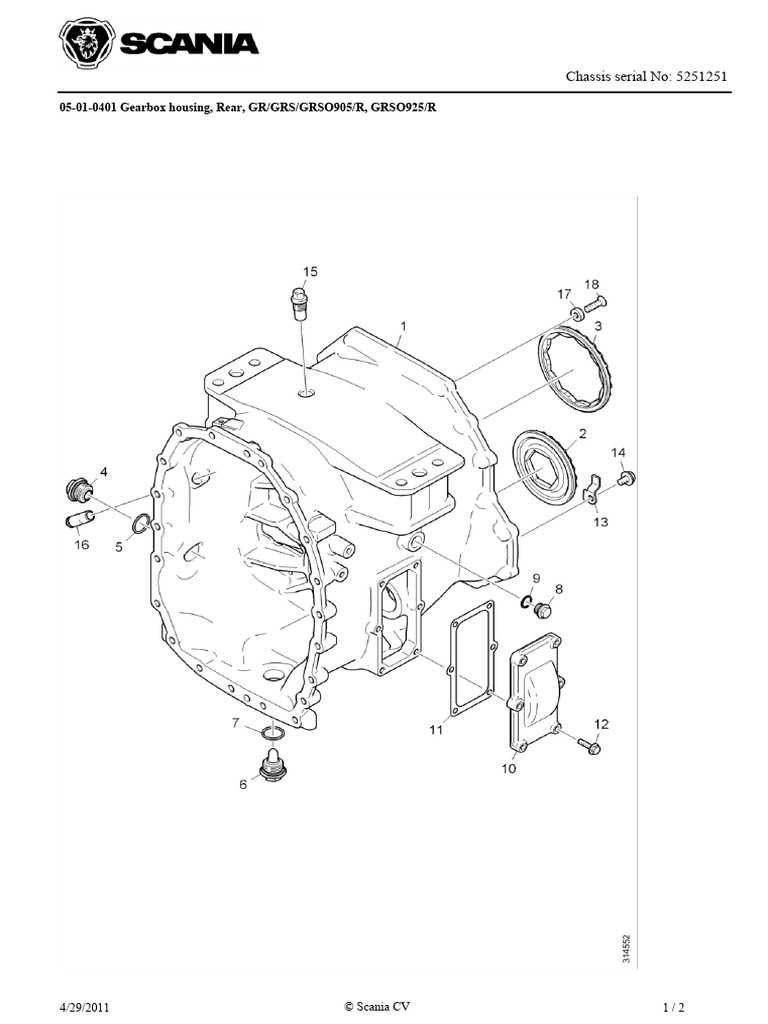 Scania GRS905 Gearbox Housing Parts List | PDF
