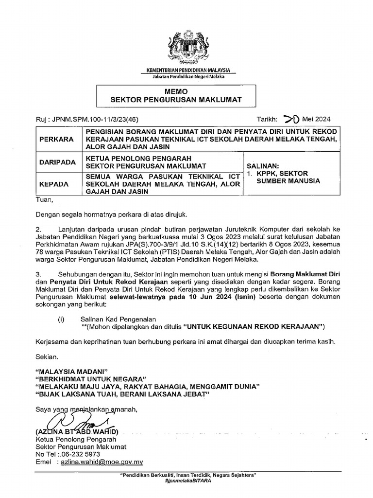 Memo Pengisian | PDF