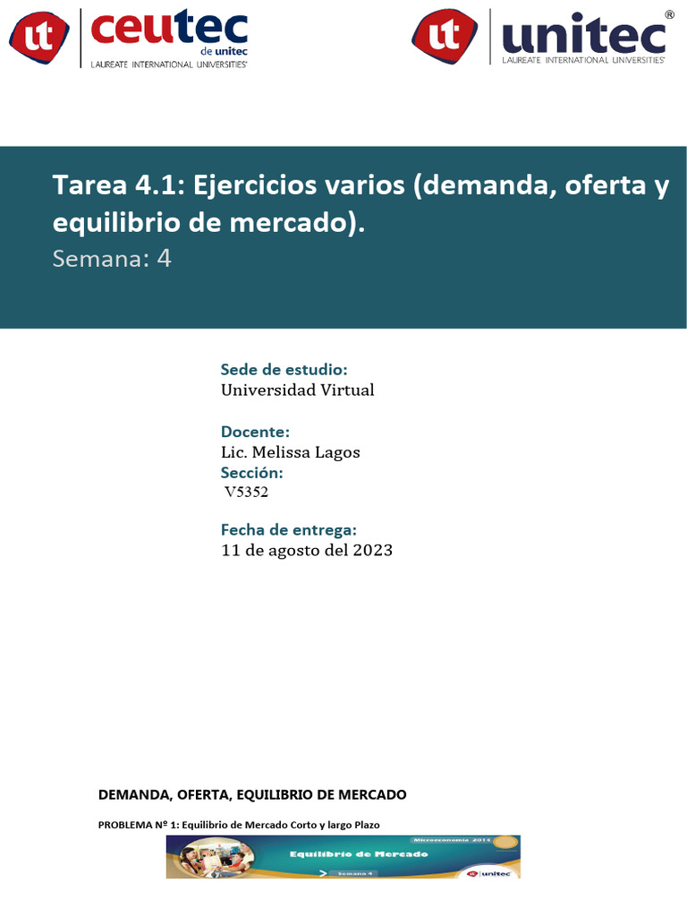 Análisis de Equilibrio de Mercado y Demanda | PDF | Oferta y demanda ...