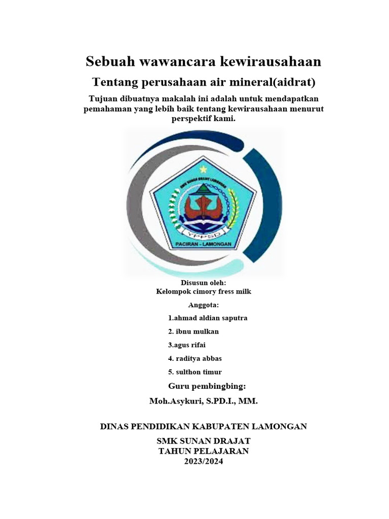 Wawancara Usaha Minuman Aidrat | PDF | Karier & Perkembangan ...