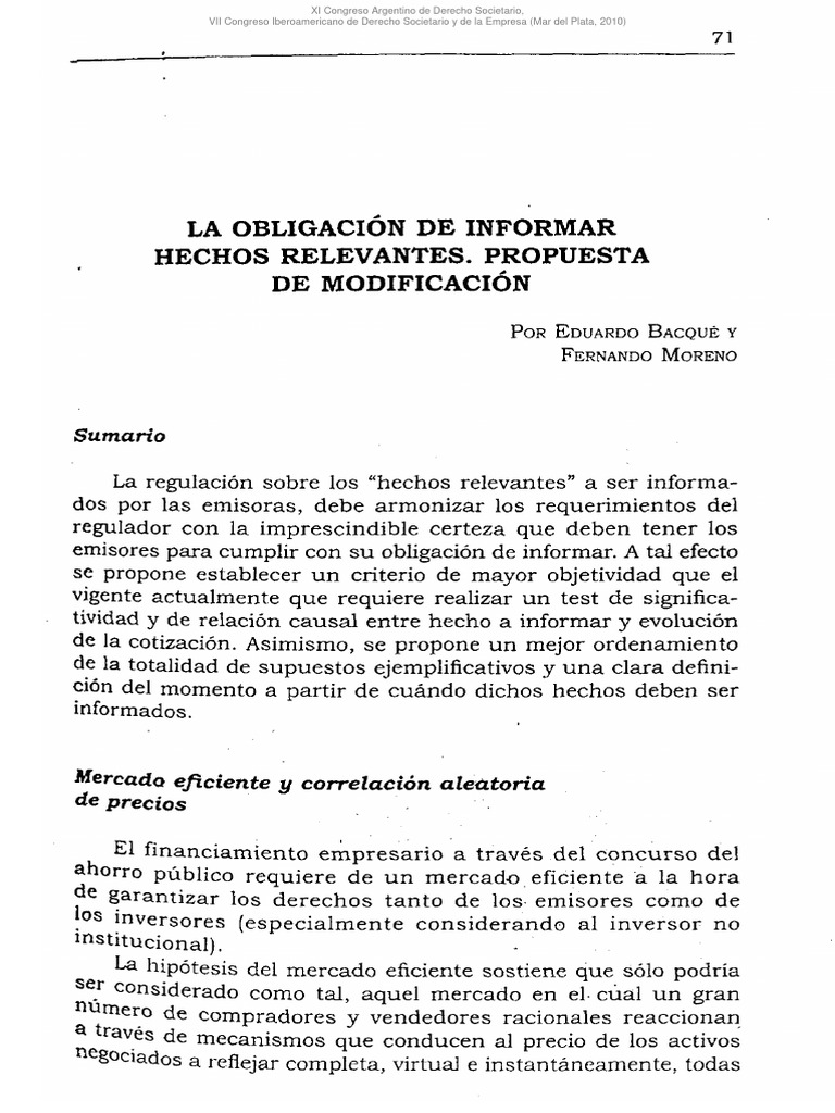 Modificación de la Obligación de Informar | PDF | Inversiones | Bienes ...