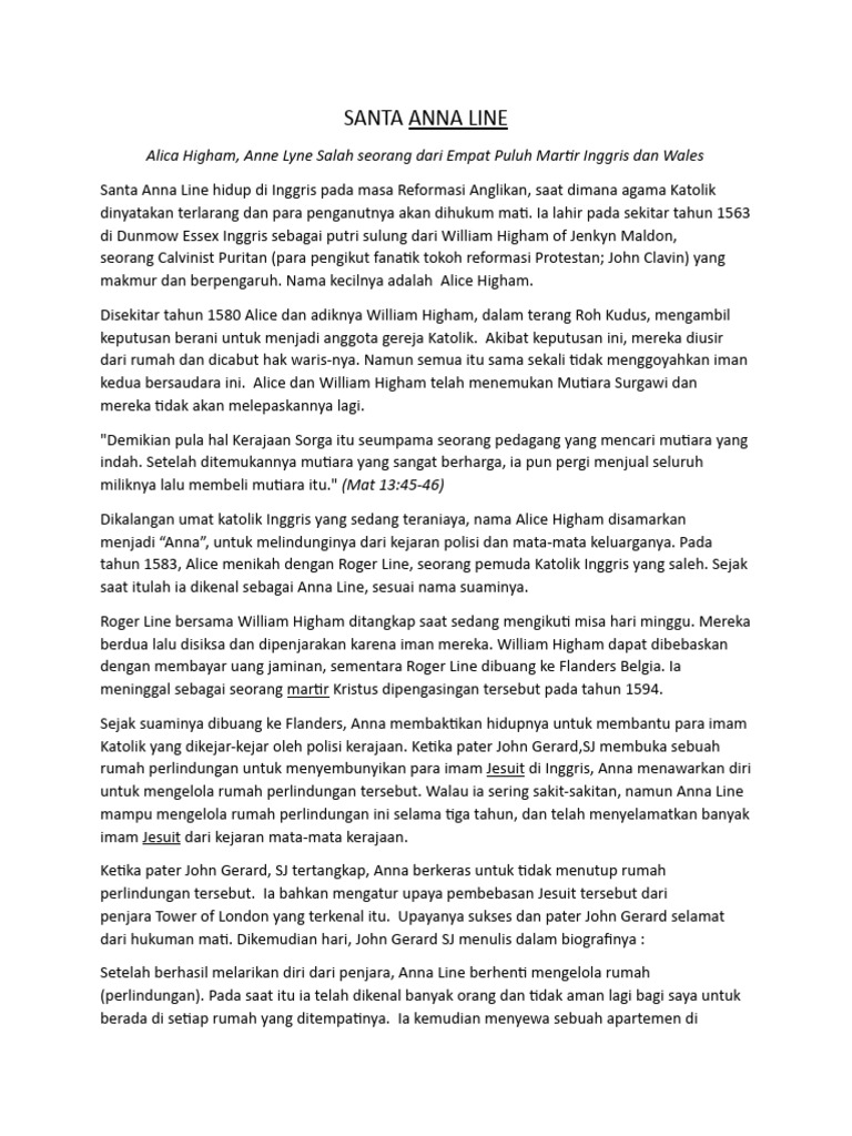 Sejarah Santa Anna Line dan Martir Inggris | PDF | Agama & Spiritualitas