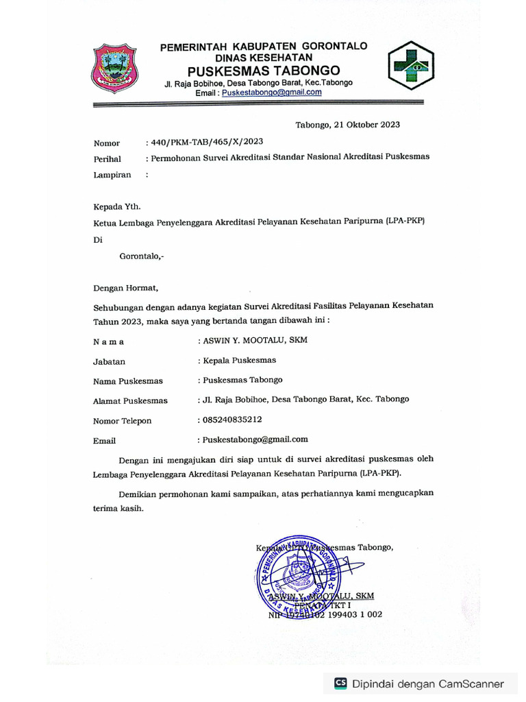 SURAT PERMOHONAN FASYANKES UNTUK DILAKUKAN SURVEI DAN SURAT KETERANGAN 