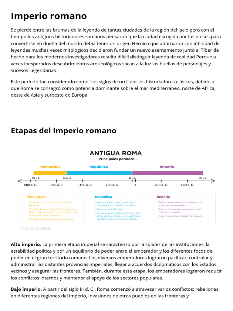 Etapas Del Imperio Romano | PDF | imperio Romano | Roma antigua