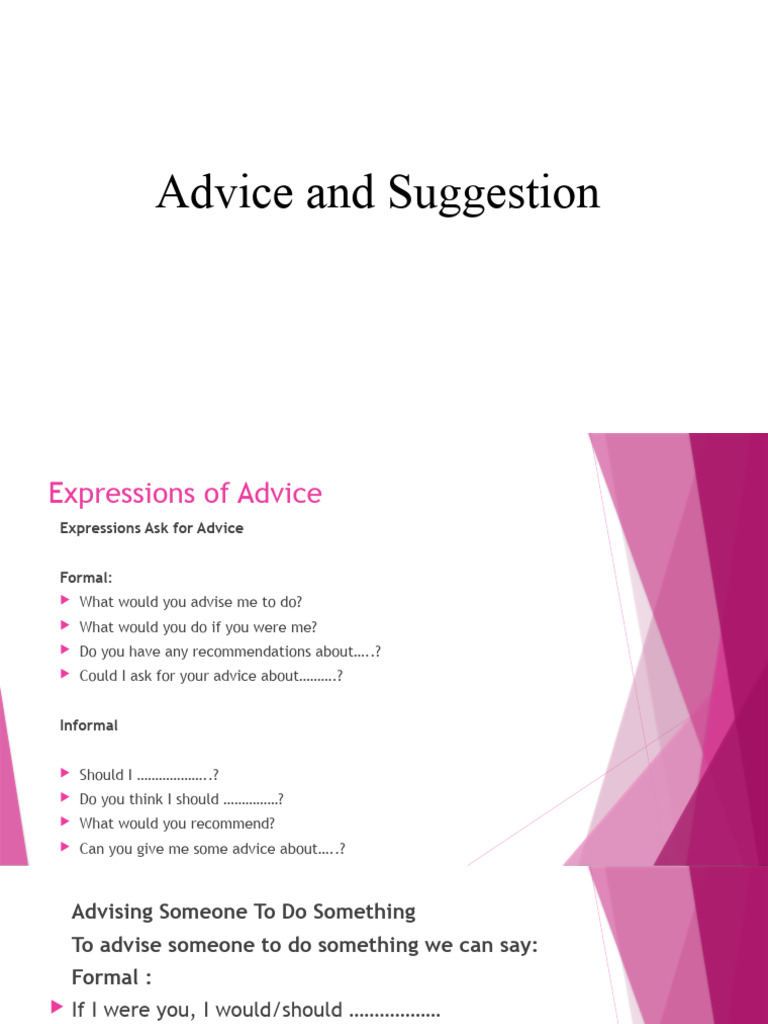 Advice and Suggestion | PDF | Verb | Noun