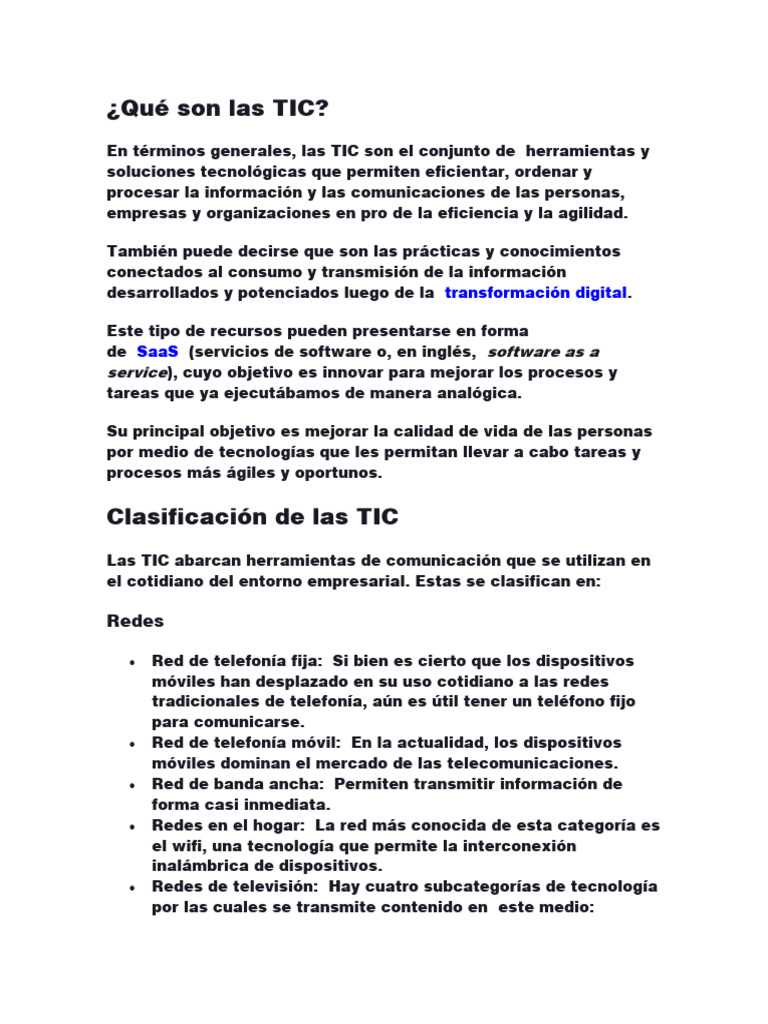 Qué Son Las Tic Pdf Tecnología De Información Y Comunicaciones