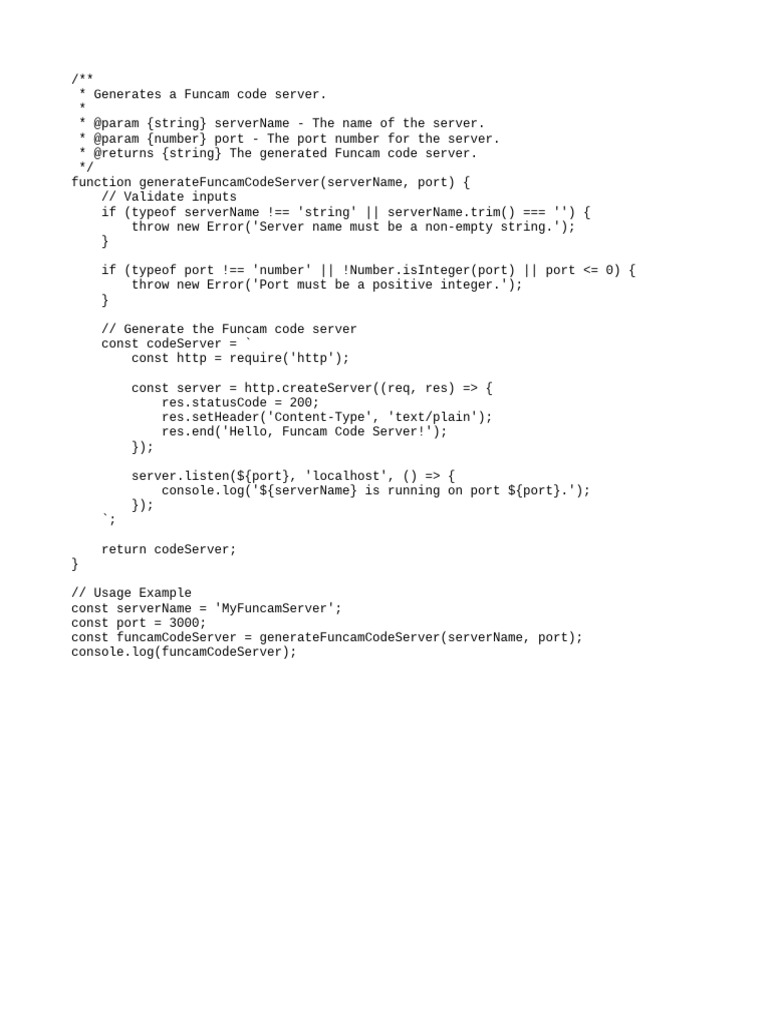 Generate Funcam Code Server Example | PDF | Computers