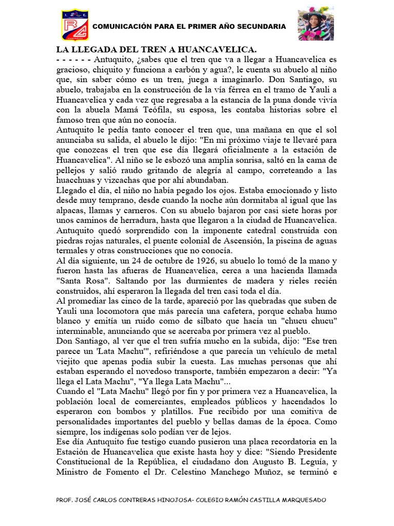 La Llegada Del Tren A Huancavelica | PDF | Transporte ferroviario ...