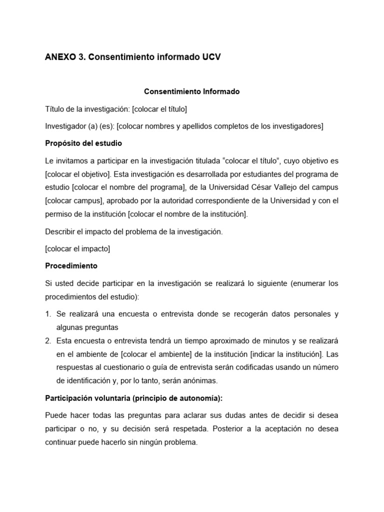Consentimiento Informado UCV 2025 | PDF | Consentimiento informado ...