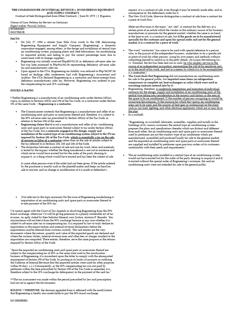 13 Commissioner v. Engineering Eqquipment Download Free PDF Taxes
