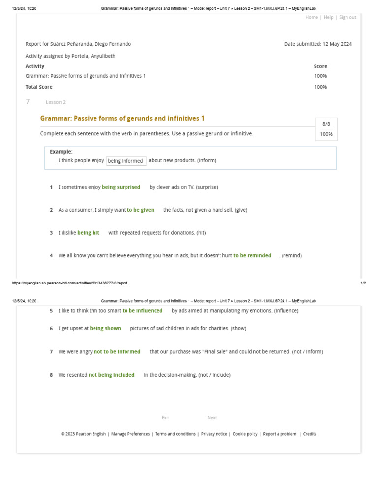 Grammar - Passive Forms of Gerunds and Infinitives 1 - Mode - Report ...