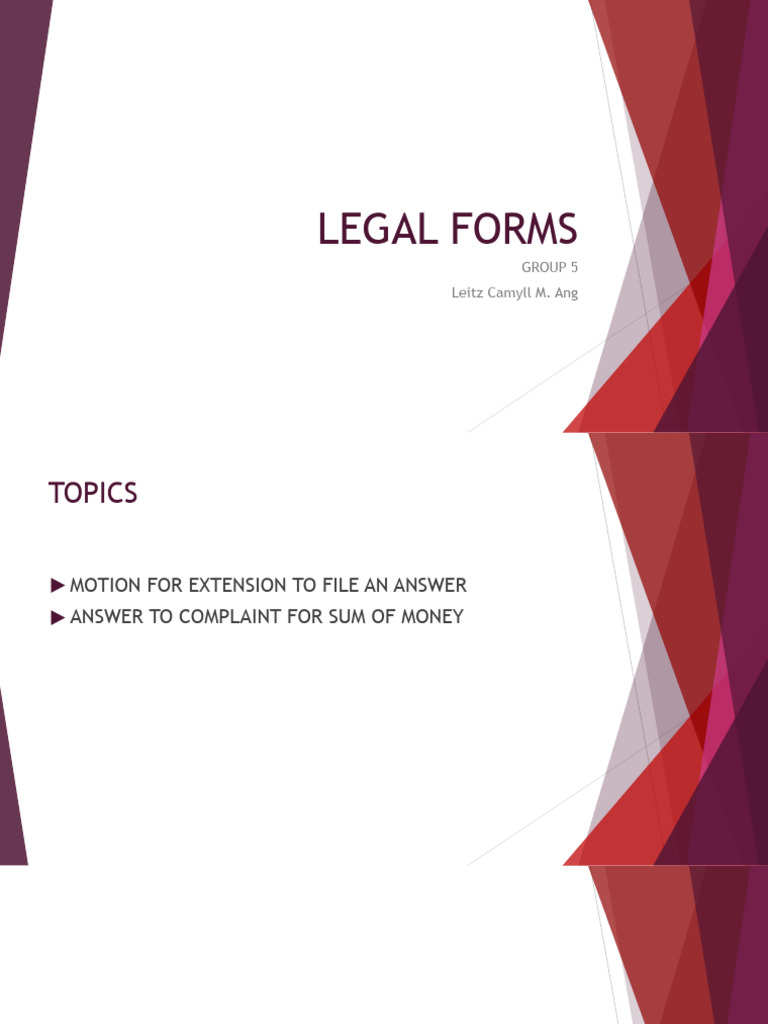 Legal Motions for Answer Extensions | PDF | Complaint | Pleading