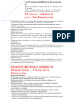 Desarrollo de Los Procesos Didácticos Del Área de Personal Social