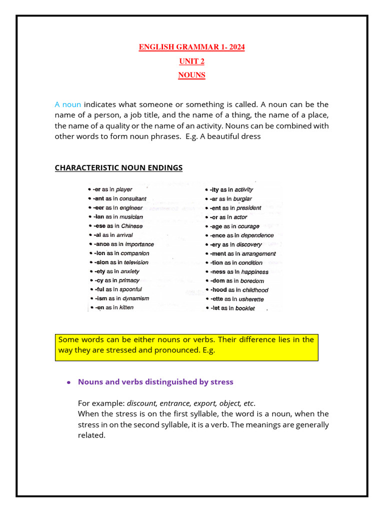 Understanding Nouns in English Grammar | PDF | Noun | Grammatical Number