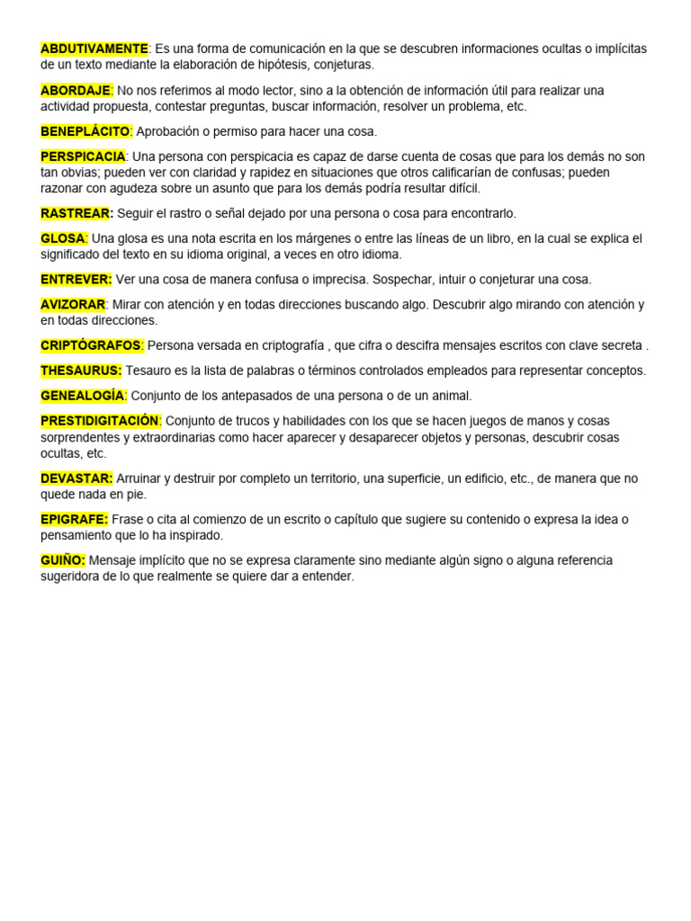 Significado de Palabras | PDF