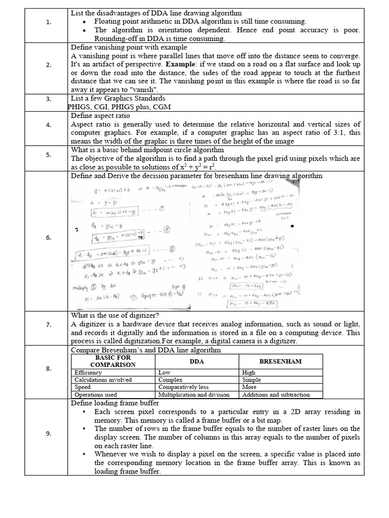 DDA Algorithm and Graphics Concepts Explained | PDF | Matrix ...