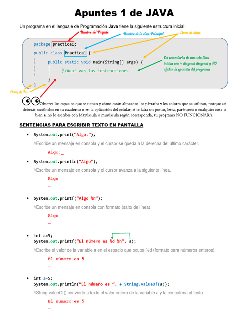 Apuntes1 de JAVA | PDF | Java (lenguaje de programación) | Ingeniería ...
