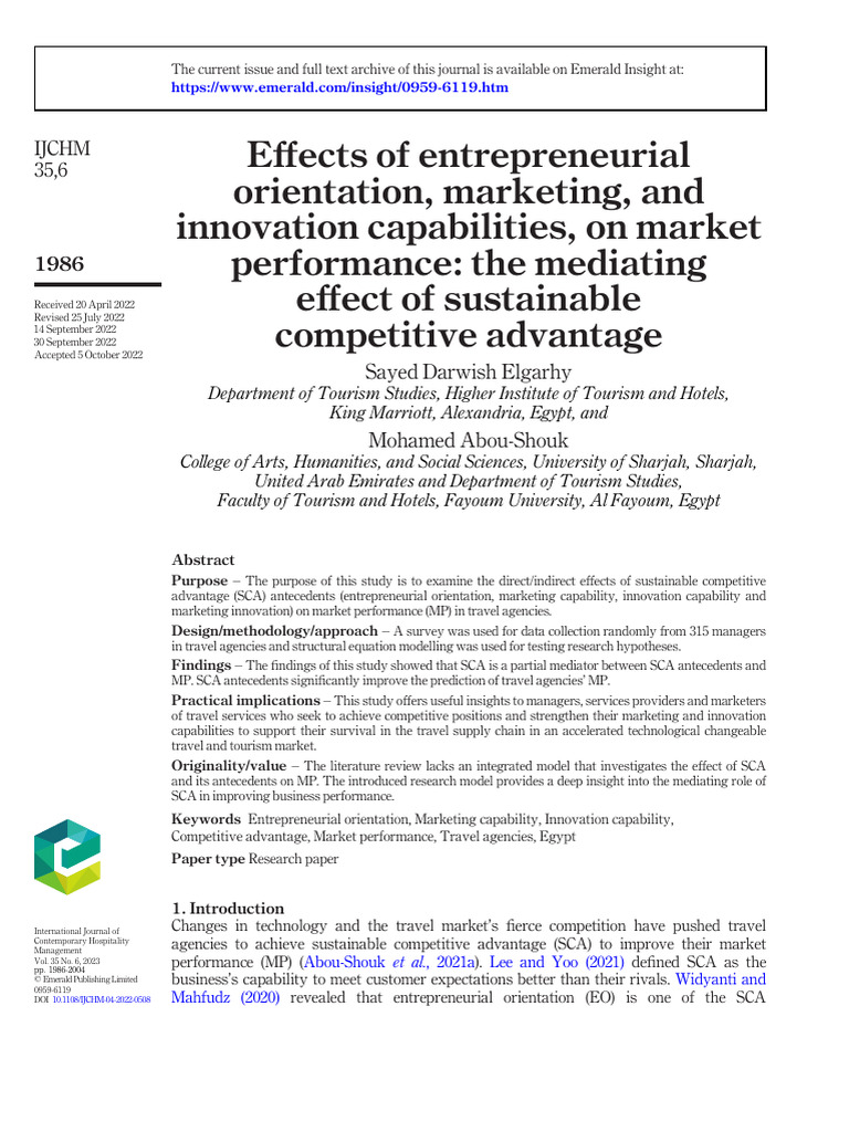 Entrepreneurial Impact on Travel Market Performance | PDF | Innovation ...
