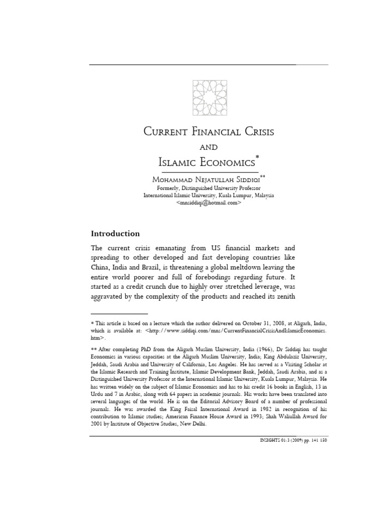 Islamic Economics and Financial Crisis Insights | PDF | Loans | Debt