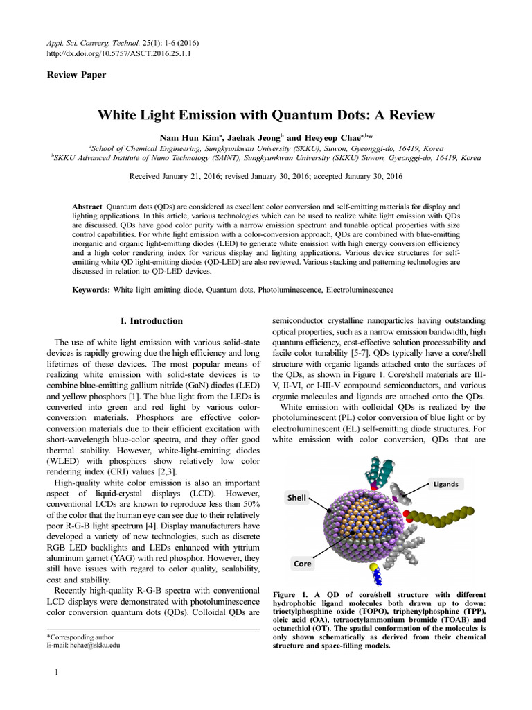 Kim - 2016-White Light Emission With Quantum Dots - A Review | PDF ...