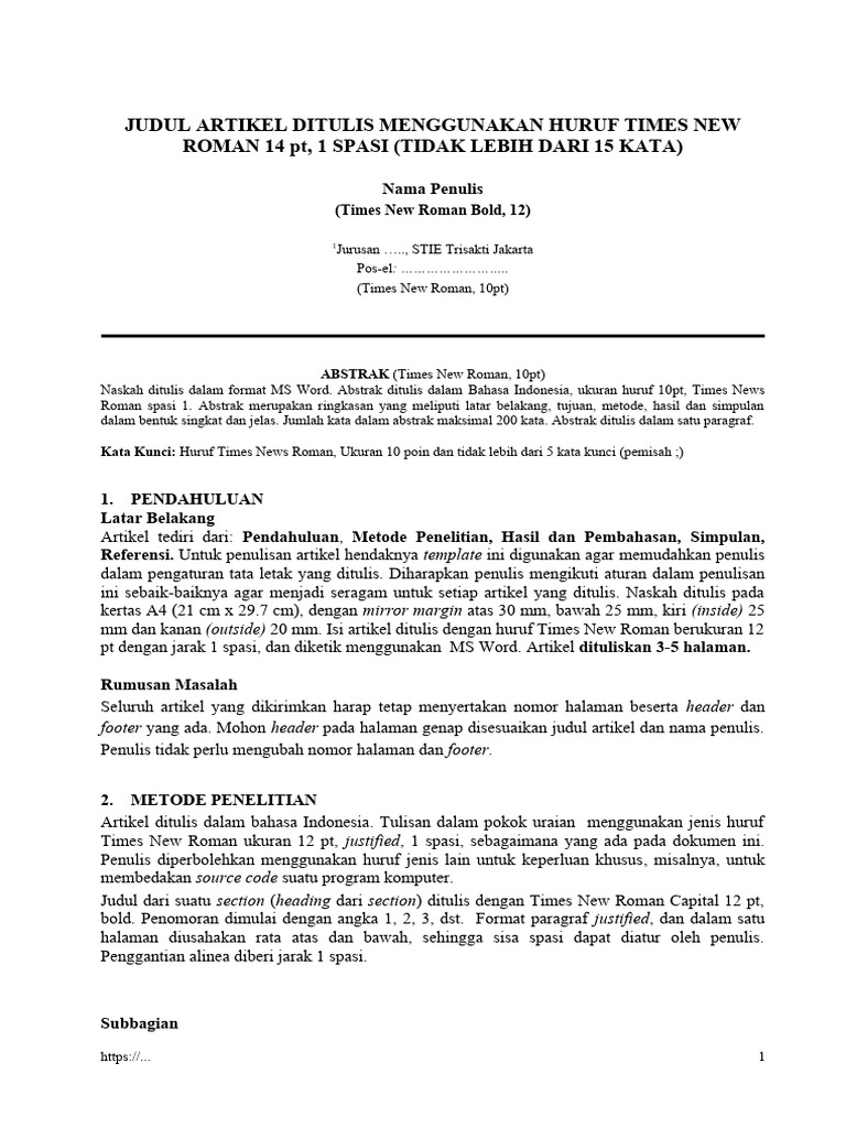 Template Penulisan Artikel Ilmiah | PDF | Komputer