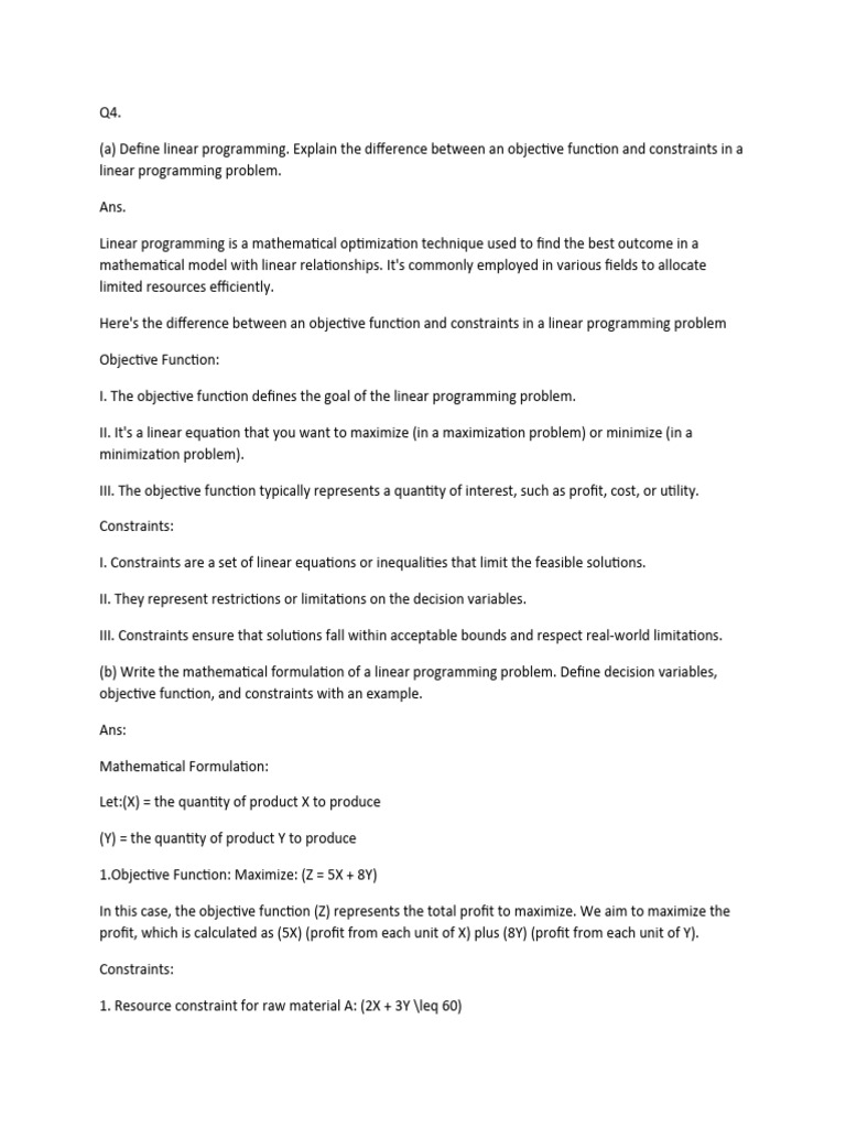 Q4.-WPS Office | PDF | Mathematical Optimization | Linear Programming