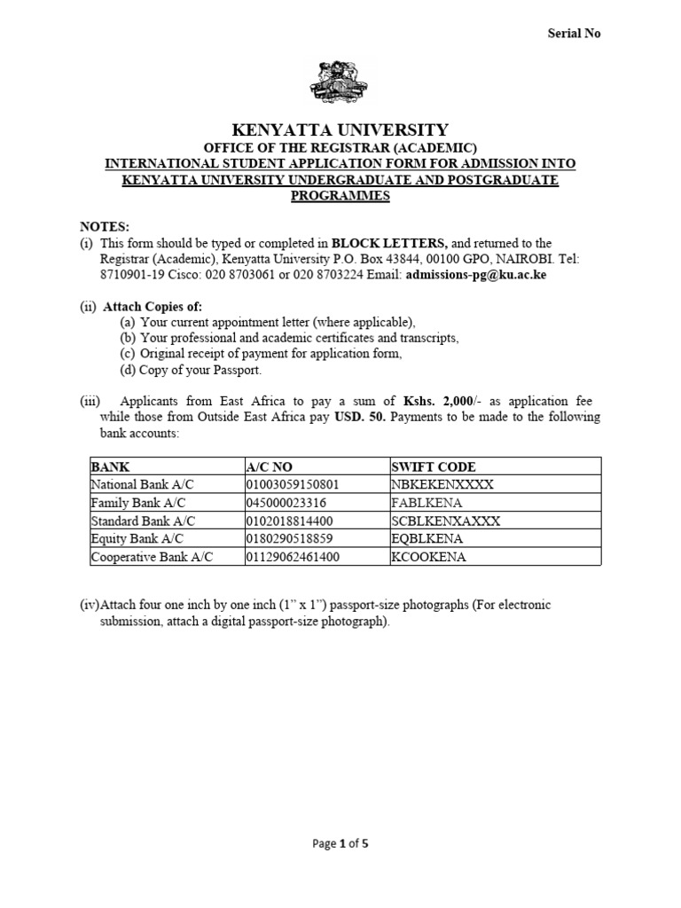 Kenyatta Univ. Intl. Application Form | PDF | Technology & Engineering