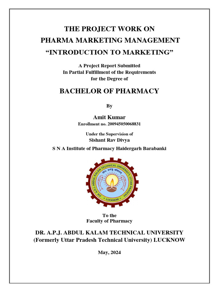 Pharma Marketing Management Project Report | PDF | Marketing | Sales