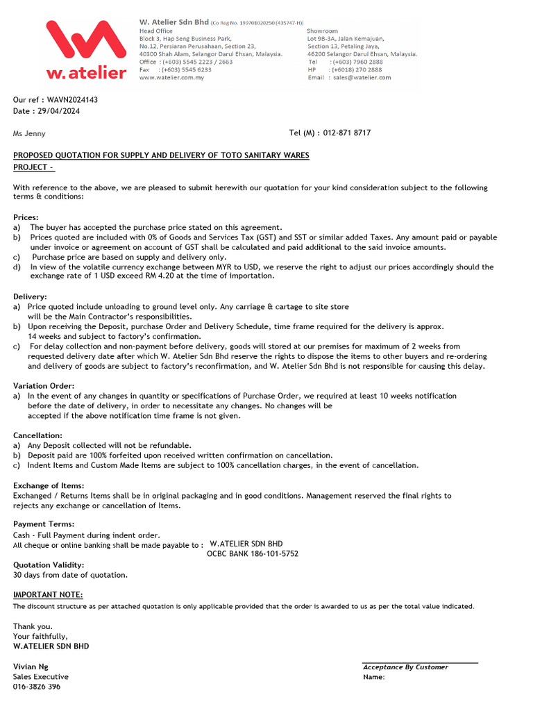 TOTO Sanitary Wares Quotation | PDF | Prices