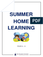 Summer Home Learning For Year 8 Into 9