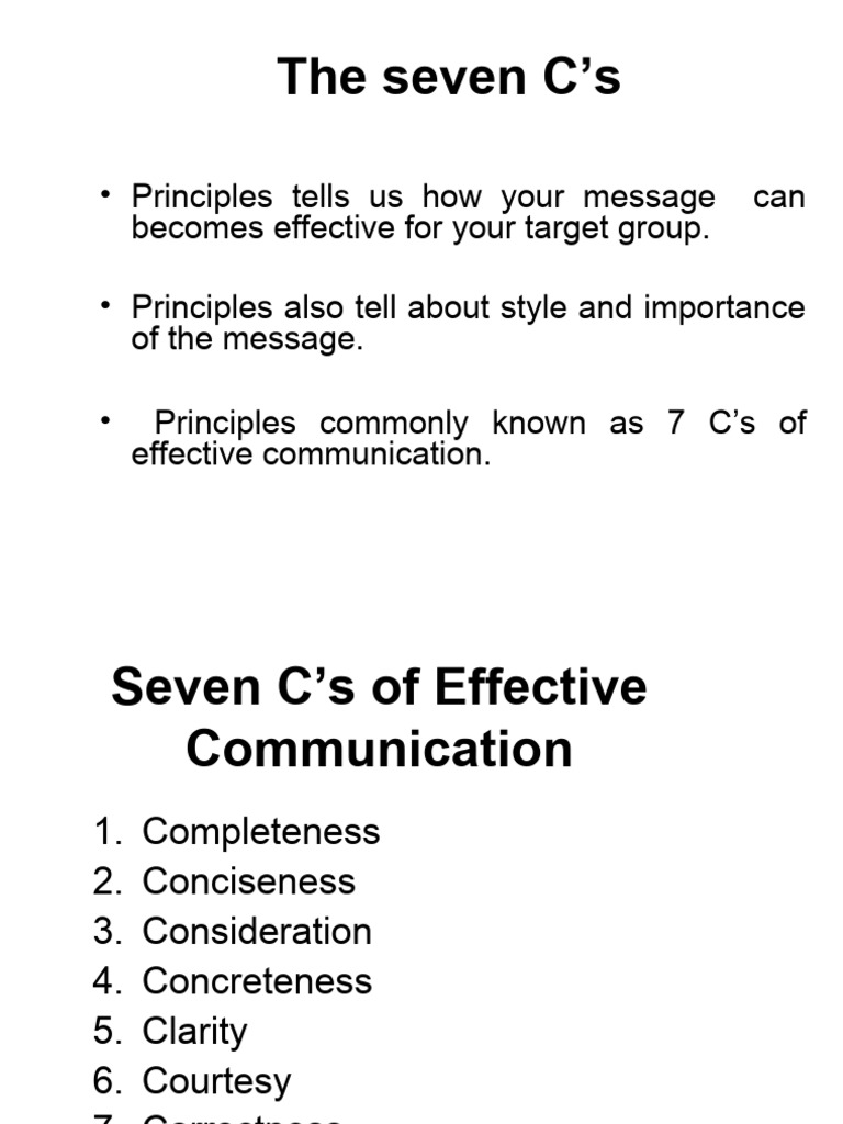 The 7 C's of Effective Communication | PDF | Communication | Accuracy ...