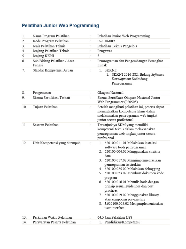 Pelatihan Pemrograman Web Junior | PDF | Komputer