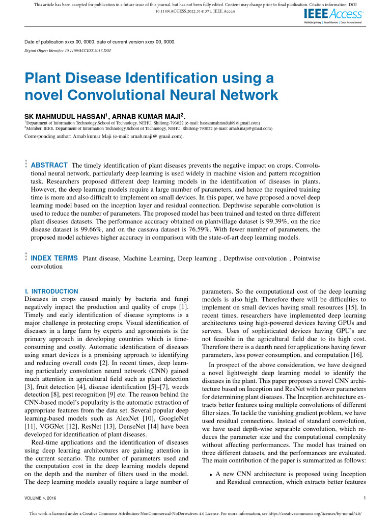 Novel CNN for Plant Disease Detection | PDF | Deep Learning ...