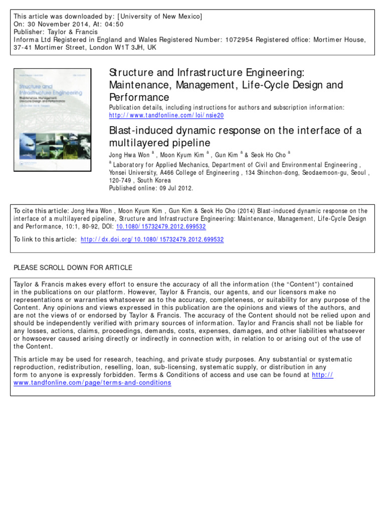 Structure And Infrastructure Engineering Journal