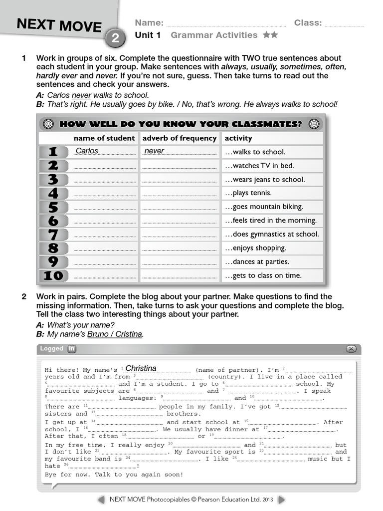 Classmate Questionnaire Activity | PDF