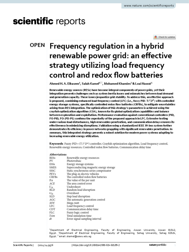 Hybrid Power Grid Frequency Regulation Strategy | PDF | Control Theory ...
