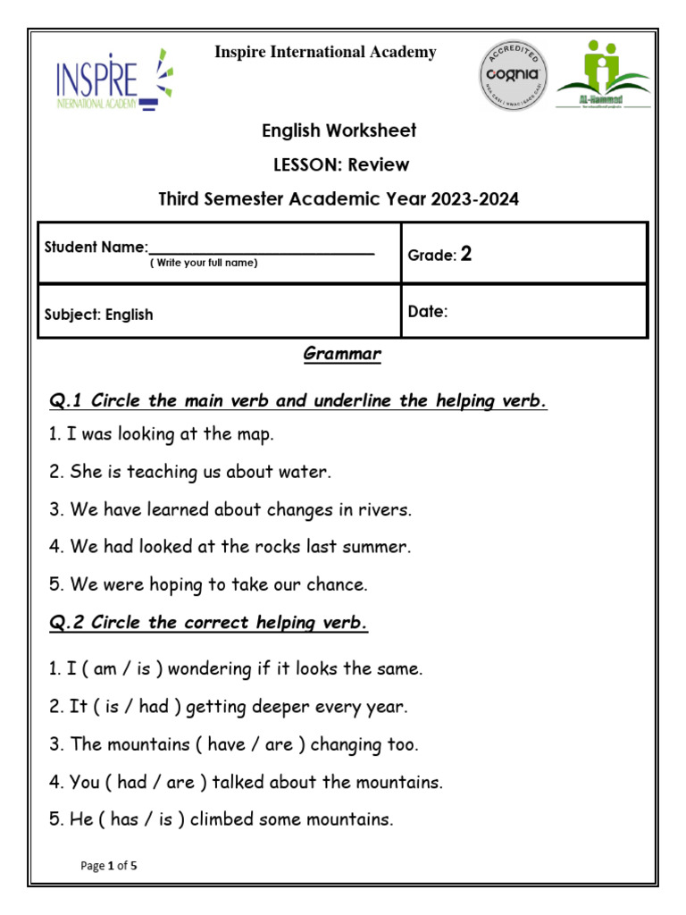 Grade 2 English Worksheet | Download Free PDF | Linguistics | Human ...
