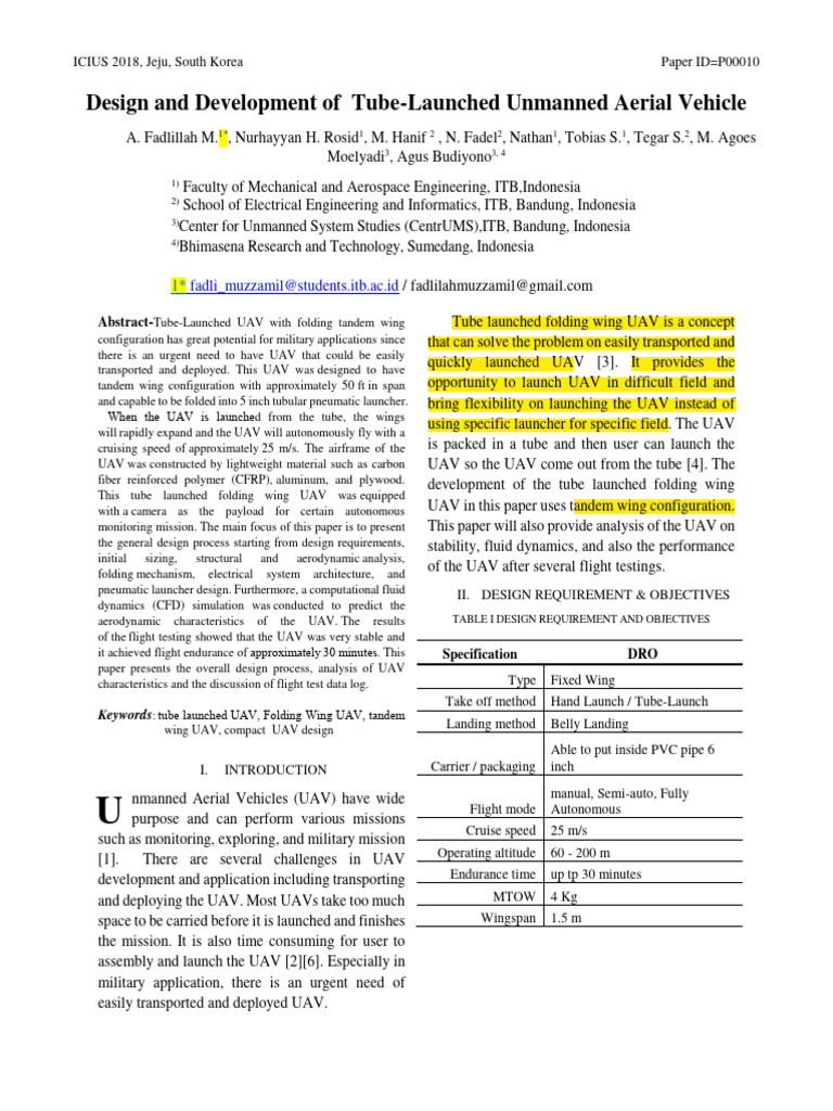 Tube-Launched Folding Wing UAV Design | PDF | Unmanned Aerial Vehicle ...