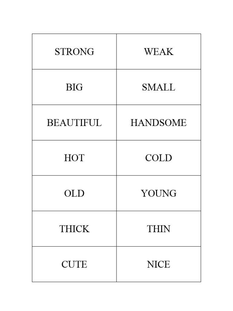 Opposite Adjectives List | PDF