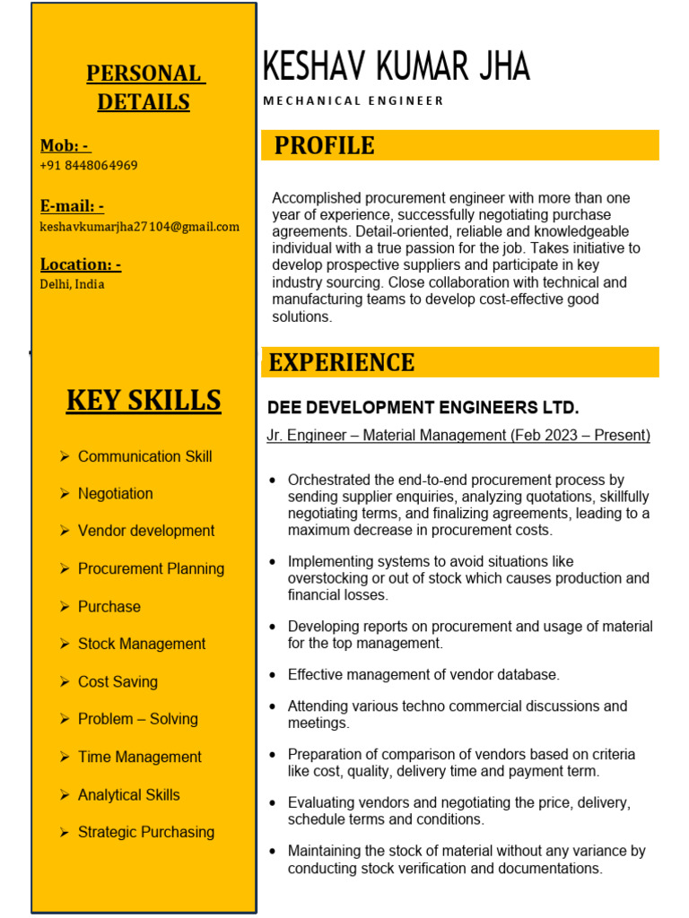 Keshav Resume Pdf Procurement Business