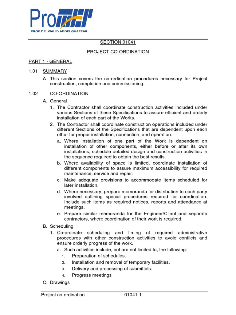 Project Coordination Procedures Guide | PDF | Specification (Technical ...