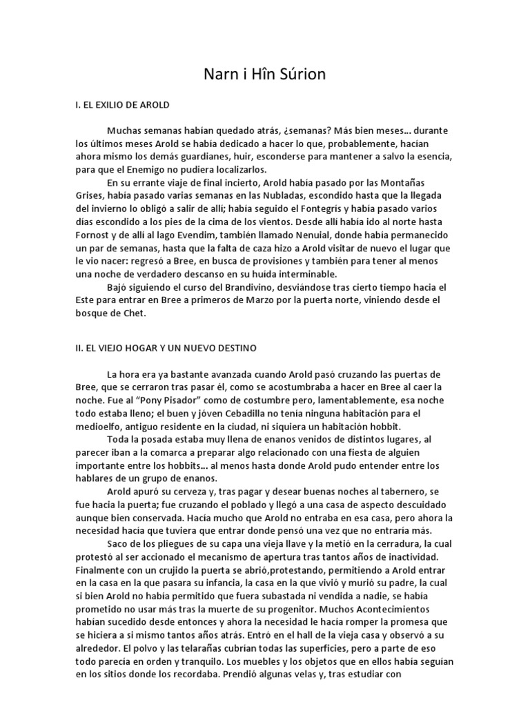 Narn I Hîn Súrion | PDF | Elf (Tierra Media) | Hobbit