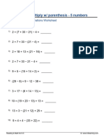 Grade 4 Add Subtract Multiply Parenthesis Five Numbers C