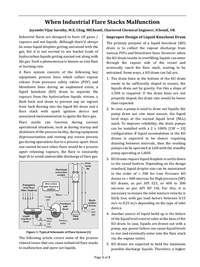 Causes of Industrial Flare Stack Malfunctions | PDF | Pump | Liquids