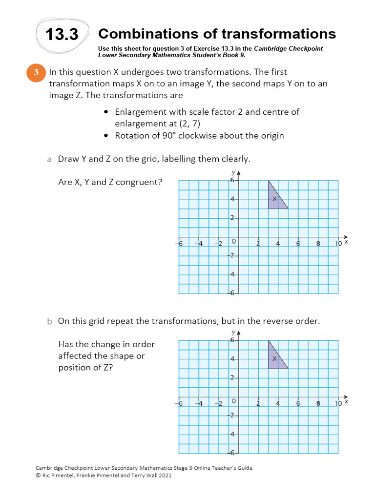 Worksheet 13 3 Combinations of Transformations Q3 PDF