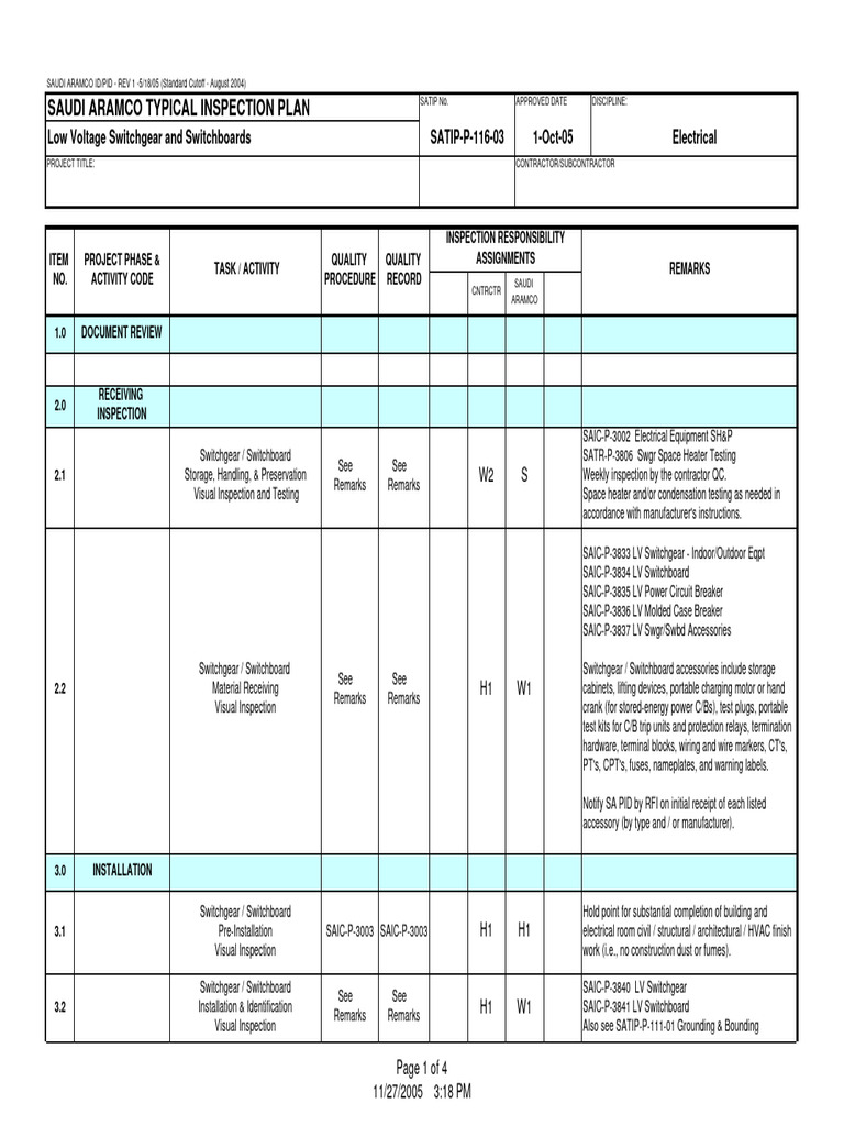 Low Voltage Switchgear Inspection Guide | PDF | Manufactured Goods ...
