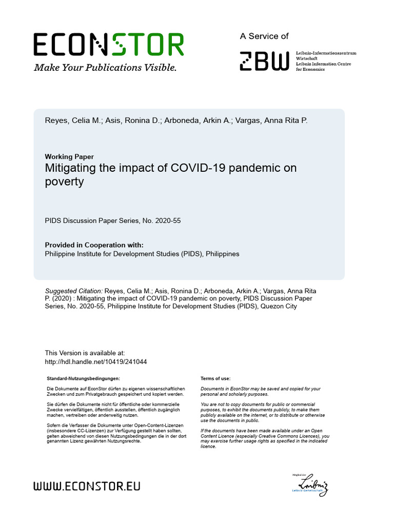 Mitigating The Impact of COVID-19 Pandemic On Poverty | PDF | Mindanao ...