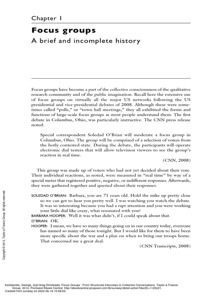 Focus Groups From Structured Interviews To Collect... - (Chapter 1 ...