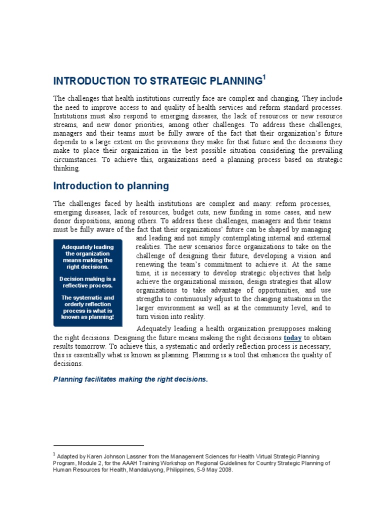 Strategic Planning for Health Organizations | PDF | Strategic ...