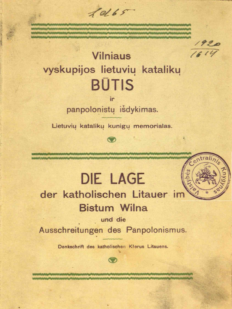 Die Lage Der Katholischen Litauer Im Bistum Wilna | PDF